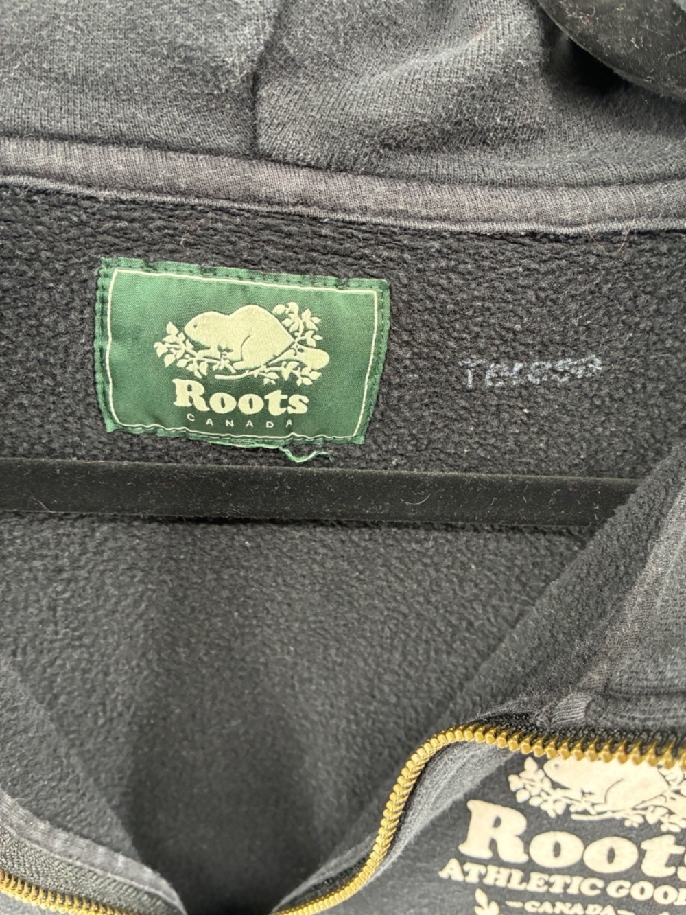 Roots Black Athletic Loungewear Hoodie Cottagecore - Picture 3 of 9